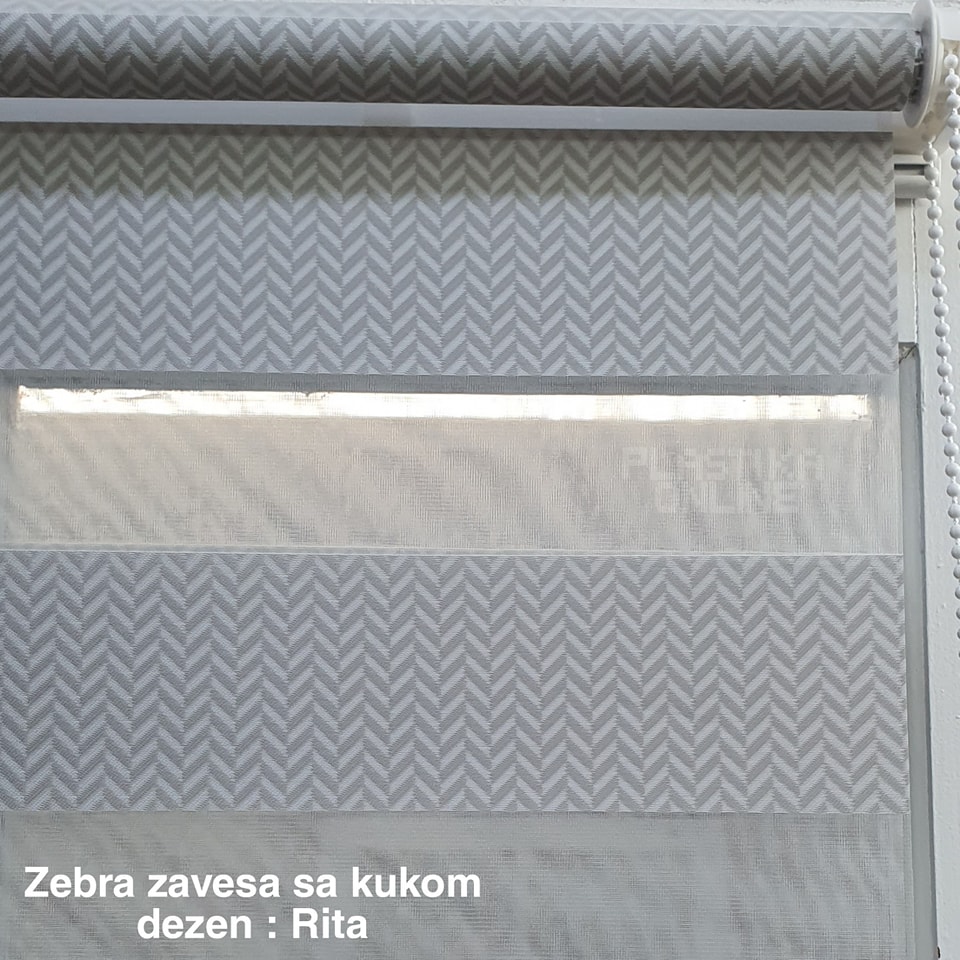 ZEBRA ZAVESA SA KUKICAMA DEZEN RITA zebra zavese sa kukom, zebra zavese koje se kace na prozor, plastika online zebra zavese