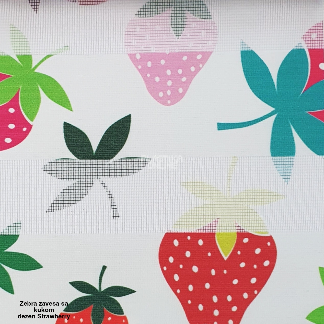 Zebra zavese sa kukicama dezen Strawberry